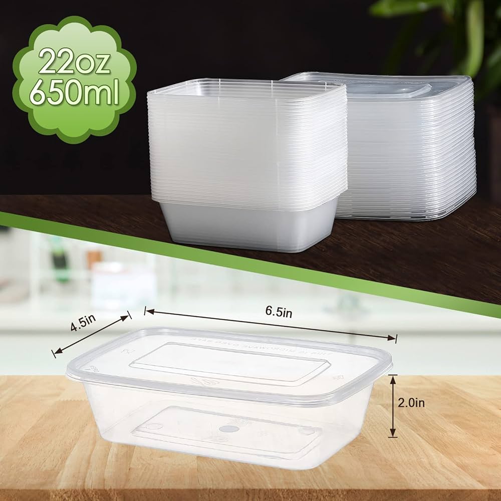 Amazon.co.jp: 密閉蓋付き食品保存容器50個 22オンス 再利用可能